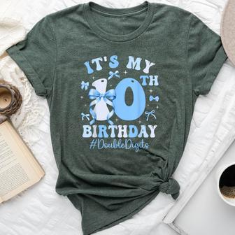 10 Year Old It's My 10Th Birthday Girl Blue Coquette Bow Bella Canvas T-shirt - Thegiftio UK