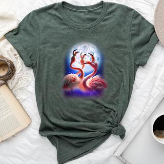 3 Flamingos Howling At The Moon Pink Flamingo Lover Bella Canvas T-shirt - Thegiftio UK