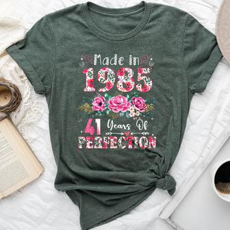 41 Year Old Made In 1985 Floral 41Th Birthday Women Bella Canvas T-shirt - Thegiftio UK