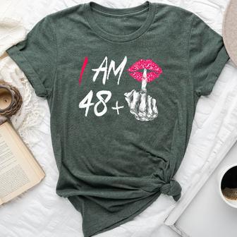 I Am 48 Plus 1 Middle Finger For A 49Th Birthday For Women Bella Canvas T-shirt - Thegiftio UK