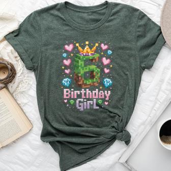 6Th Birthday Girl Gaming Pixel Number Party 6 Year Old Bella Canvas T-shirt - Thegiftio
