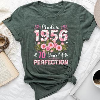 70 Year Old Made In 1956 Floral 70Th Birthday Women Bella Canvas T-shirt - Thegiftio