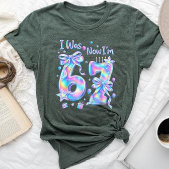 7Th Birthday Girl I Was 6 Now I'm 7 Year Old Girl Bday Party Bella Canvas T-shirt - Thegiftio UK