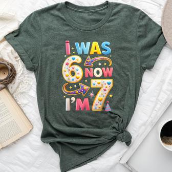 7Th Birthday Girl I Was 6 Now I'm 7 Years Old Girls Birthday Bella Canvas T-shirt - Thegiftio UK