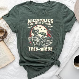 Alcoholics Don't Run In My Family They Drive Skeleton Drunk Bella Canvas T-shirt | Mazezy