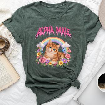 Alpha Male Kitten Rainbow Floral Bella Canvas T-shirt - Thegiftio UK