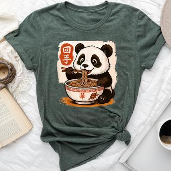 Anime Panda Eating Ramen Japanese Japan Bella Canvas T-shirt - Thegiftio