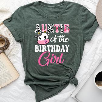 Auntie Of The Birthday Girl Farm Cow 1St Birthday Girl Small Bella Canvas T-shirt - Thegiftio UK