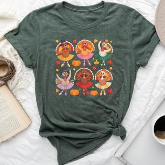 Autumn Ballerinas Dancing Cute Turkey Thanksgiving Girls Bella Canvas T-shirt - Thegiftio UK
