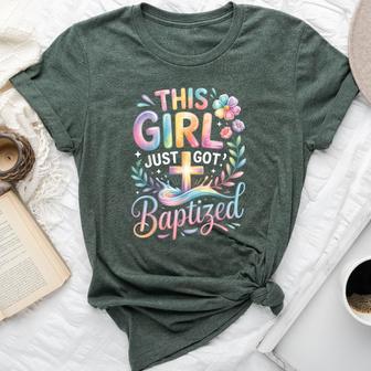 Baptism This Girl Just Got Baptized Christian Cross Pastel Bella Canvas T-shirt - Thegiftio UK