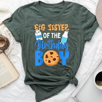 Big Sister Of The Birthday Boy Milk And Cookies 1St Birthday Bella Canvas T-shirt - Thegiftio UK