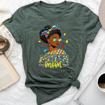 Black Afro Autism Mom American Autism Awareness Month Bella Canvas T-shirt - Thegiftio UK