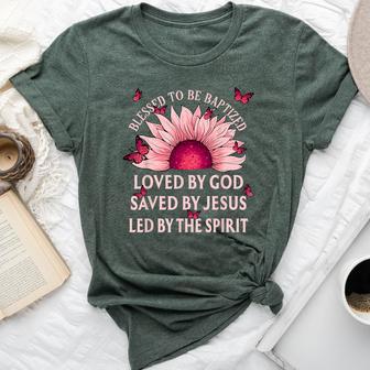 Blessed To Be Baptized Loved By God Sunflower Christian Bella Canvas T-shirt - Thegiftio UK