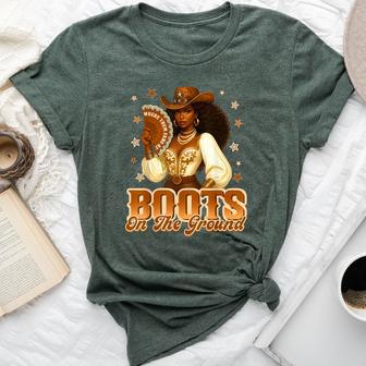 Boots On The Ground Where Them Fans At Western Cowgirl Women Bella Canvas T-shirt - Thegiftio UK