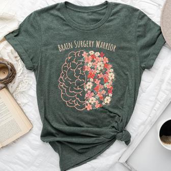 Brain Surgery Warrior Floral Brain Tumor Cancer Survivor Bella Canvas T-shirt - Thegiftio UK