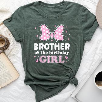 Brother Of The Birthday Girl Cute Pink Bow Family Matching Bella Canvas T-shirt - Thegiftio UK