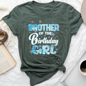 Brother Of The Birthday Girl Family Snowflakes Winter Party Bella Canvas T-shirt - Thegiftio UK