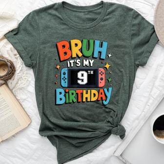 Bruh It's My 9Th Birthday Video Game For Boys Girls Bella Canvas T-shirt - Thegiftio UK
