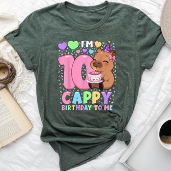 Capybara Birthday Kawaii Girl Capybara 10Th Birthday Bella Canvas T-shirt - Thegiftio