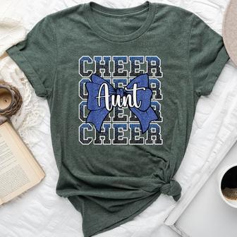 Cheer Aunt Auntie Bow Sport Cheerleader Cheerleading Blue Bella Canvas T-shirt - Thegiftio UK