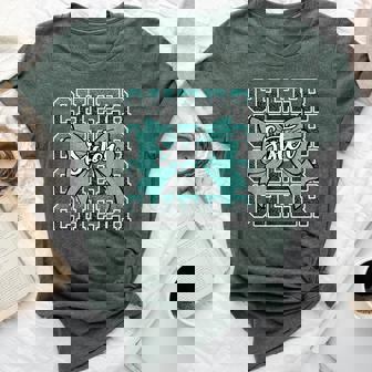 Cheer Sister Bow Sport Cheerleader Cheerleading Teal Blue Bella Canvas T-shirt - Thegiftio