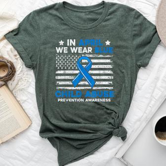 Child Abuse Prevention Flag Child Abuse Awareness Women Bella Canvas T-shirt - Thegiftio UK