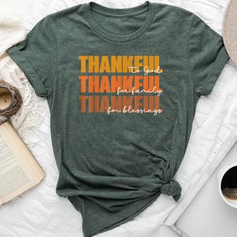 Christian Thanksgiving Thankful To God For Family Blessings Bella Canvas T-shirt - Thegiftio UK