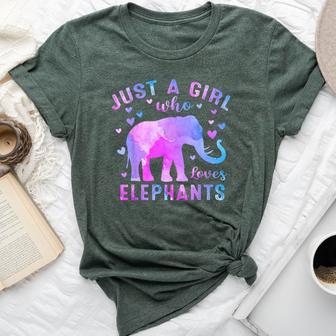 Colorful Just A Girl Who Loves Elephants Girls Bella Canvas T-shirt - Thegiftio UK