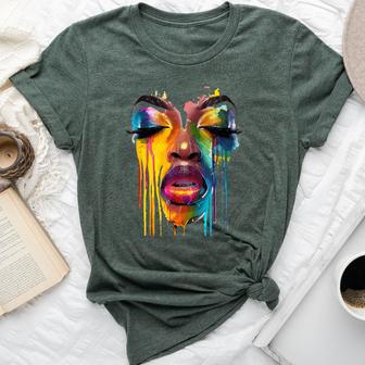 Cool African Woman Afro Color Painted Face Junenth Vibes Bella Canvas T-shirt - Thegiftio UK