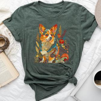Corgi Dog Vintage Flowers Corgi Mama Bella Canvas T-shirt - Thegiftio UK