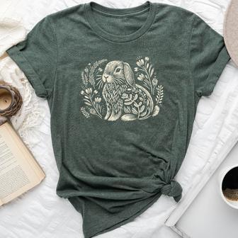 Cute Holland Lop Rabbit Botanical Cottagecore Floral Bunny Bella Canvas T-shirt - Thegiftio UK