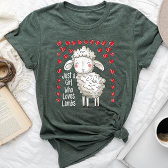 Cute Lamb Lovers For Girls Just A Girl Who Loves Lambs Bella Canvas T-shirt - Thegiftio UK