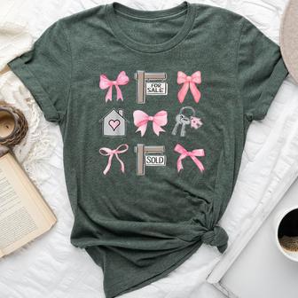 Cute Realtor Bow Coquette Real Estate Agent Woman Mother Day Bella Canvas T-shirt | Mazezy