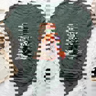 Cute Red Panda Reading Book Animal Bookworm Bella Canvas T-shirt | Mazezy