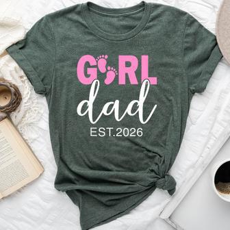 Dad Est 2026 Pink Baby Feet First Time Girl Daddy Bella Canvas T-shirt - Thegiftio UK
