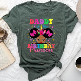 Daddy Of The Birthday Girl Princess Afro Melanin Unicorn Bella Canvas T-shirt - Thegiftio UK