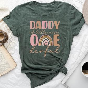 Daddy Of Little Miss Onederful First Birthday Boho Rainbow Bella Canvas T-shirt - Thegiftio UK