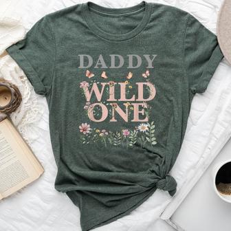 Daddy Wild One Wildflower Watercolor Floral 1St Birthday Dad Bella Canvas T-shirt - Thegiftio UK