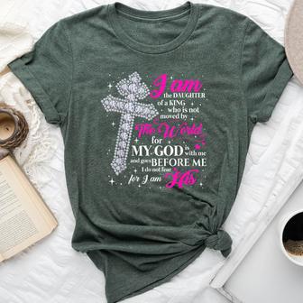I Am The Daughter Of A King Christian Cross Women Bella Canvas T-shirt - Thegiftio UK