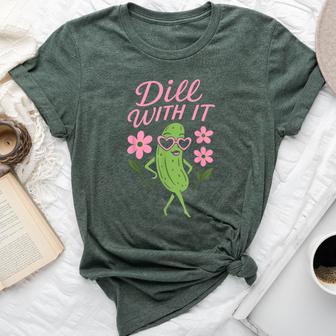 Dill With It Pickle Floral Girls Pickles Flowers Bella Canvas T-shirt - Thegiftio UK