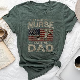 My Favorite Nurse Calls Me Dad American Flag Vintage Bella Canvas T-shirt - Thegiftio UK