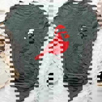 Festive Cute Red Cardinal Bird Christmas Winter Nature Lover Bella Canvas T-shirt | Mazezy