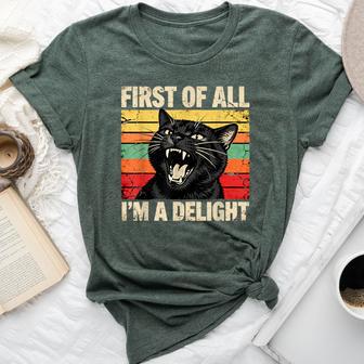 First Of All I'm A Delight Roaring Black Cat Women Bella Canvas T-shirt - Thegiftio UK