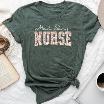 Floral Med Surg Nurse Medical Surgical Nursing Emergency Bella Canvas T-shirt - Thegiftio UK