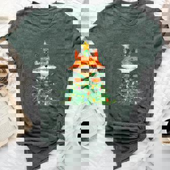 Fox Christmas Tree Pajamas Girls Boys Xmas Lights Bella Canvas T-shirt - Thegiftio