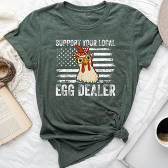 Retro Chicken Farmer Support Your Local Egg Dealer Bella Canvas T-shirt - Thegiftio