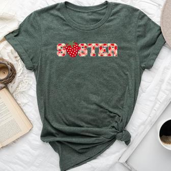 Strawberry Sister Fruit 1St Birthday Family Matching Bella Canvas T-shirt - Thegiftio UK