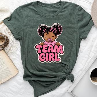 Gender Reveal Party Afro Team Girl Announcement Bella Canvas T-shirt | Mazezy