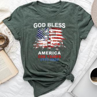 God Bless America 250 Years 1776-2026 Christian Cross Flag Bella Canvas T-shirt - Thegiftio UK