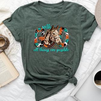 With God All Things Are Possible Horse Western Christian Bella Canvas T-shirt - Thegiftio UK